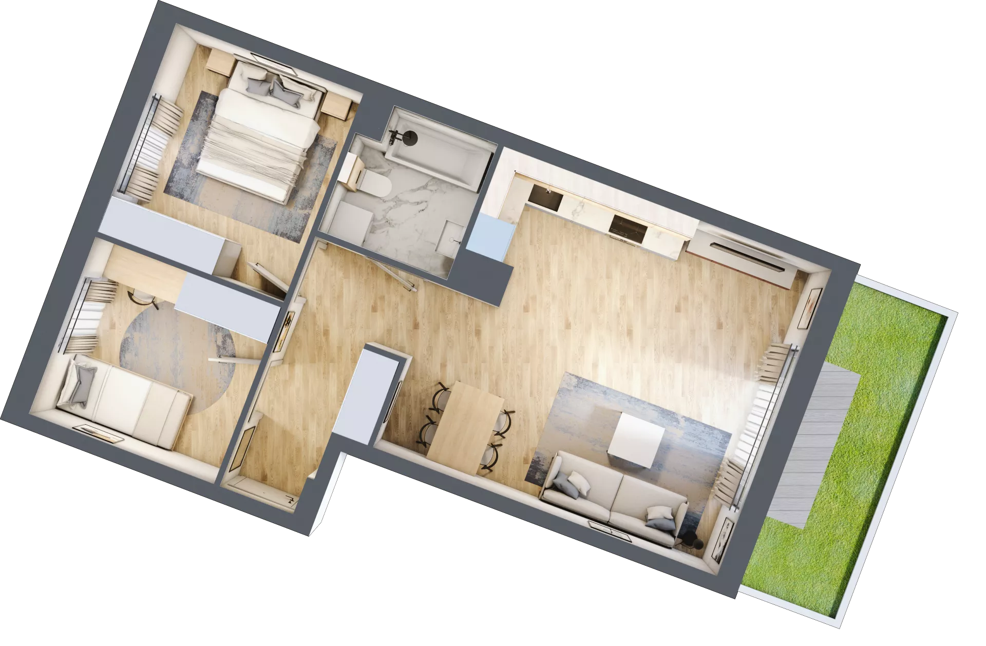 3 pokoje, mieszkanie 56,83 m², parter, oferta nr 106F/M062, Miasteczko Jutrzenki Dzielnica Hortensji, Warszawa, Włochy, ul. Jutrzenki 106F