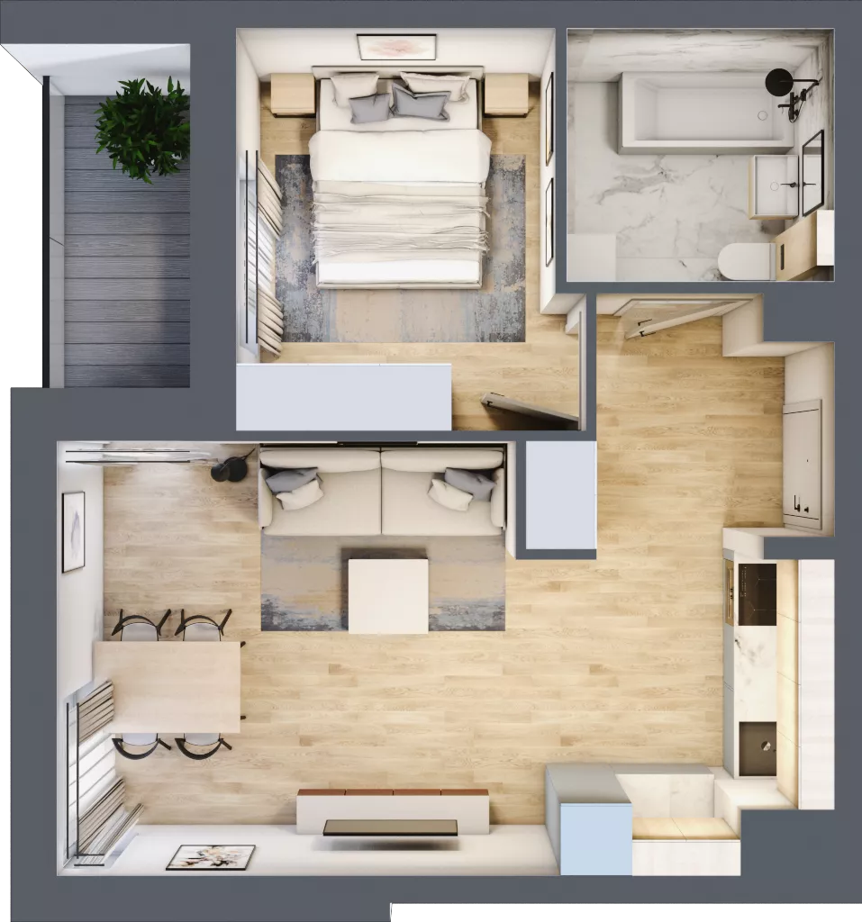 2 pokoje, mieszkanie 39,08 m², piętro 3, oferta nr 106F/M014, Miasteczko Jutrzenki Dzielnica Hortensji, Warszawa, Włochy, ul. Jutrzenki 106F