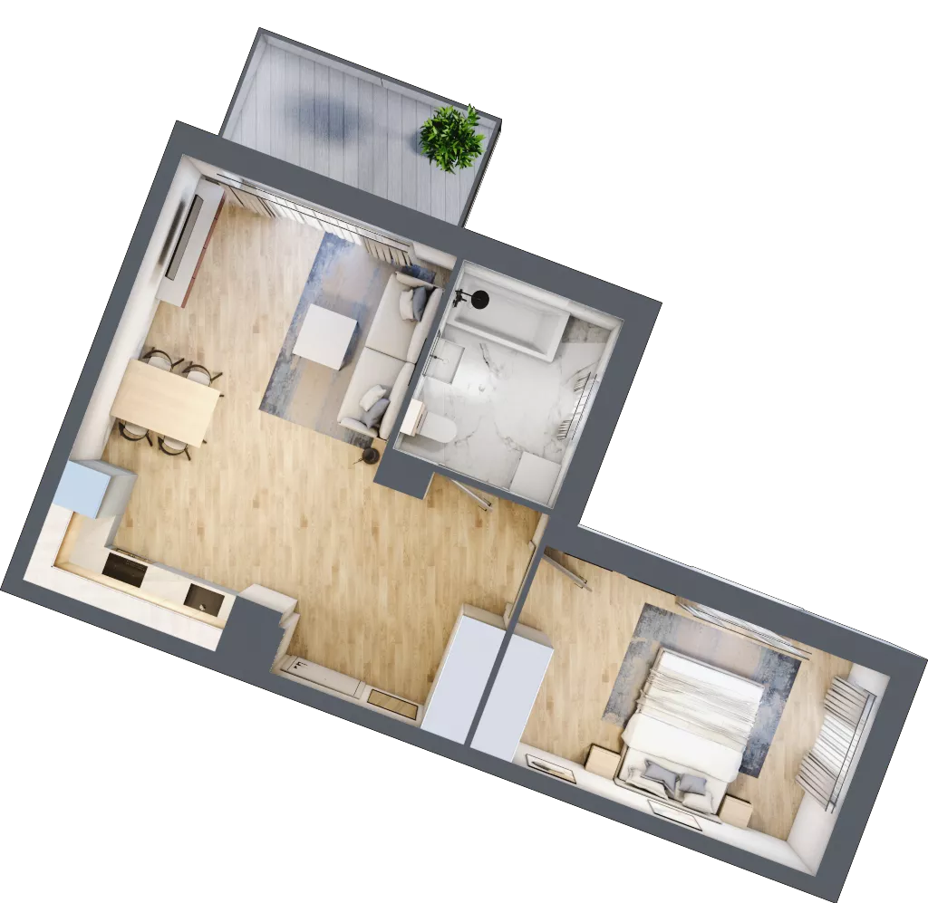 2 pokoje, mieszkanie 49,11 m², piętro 6, oferta nr 106F/M122, Miasteczko Jutrzenki Dzielnica Hortensji, Warszawa, Włochy, ul. Jutrzenki 106F