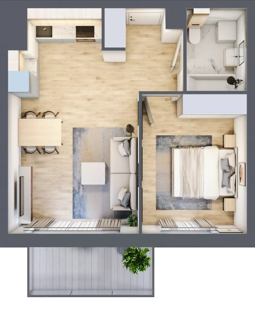 2 pokoje, mieszkanie 41,69 m², piętro 1, oferta nr 106F/M069, Miasteczko Jutrzenki Dzielnica Hortensji, Warszawa, Włochy, ul. Jutrzenki 106F