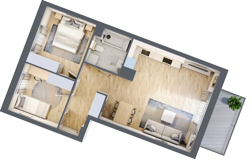 3 pokoje, mieszkanie 56,83 m², piętro 2, oferta nr 106F/M071, Miasteczko Jutrzenki Dzielnica Hortensji, Warszawa, Włochy, ul. Jutrzenki 106F