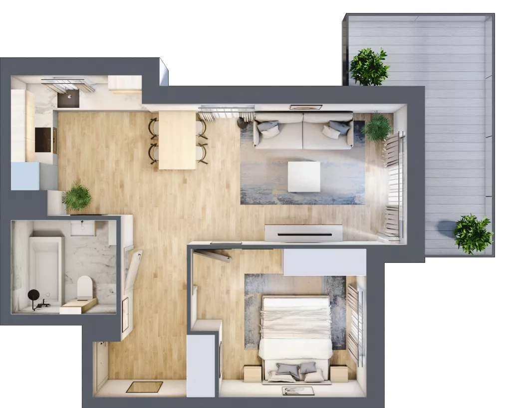 2 pokoje, mieszkanie 46,62 m², piętro 5, oferta nr 106F/M024, Miasteczko Jutrzenki Dzielnica Hortensji, Warszawa, Włochy, ul. Jutrzenki 106F