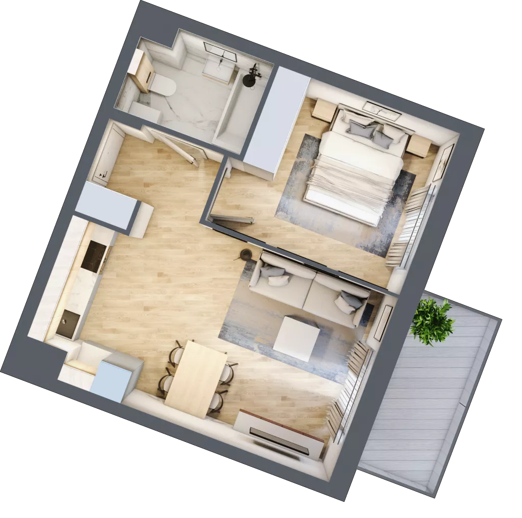 2 pokoje, mieszkanie 38,66 m², piętro 1, oferta nr 106F/M100, Miasteczko Jutrzenki Dzielnica Hortensji, Warszawa, Włochy, ul. Jutrzenki 106F