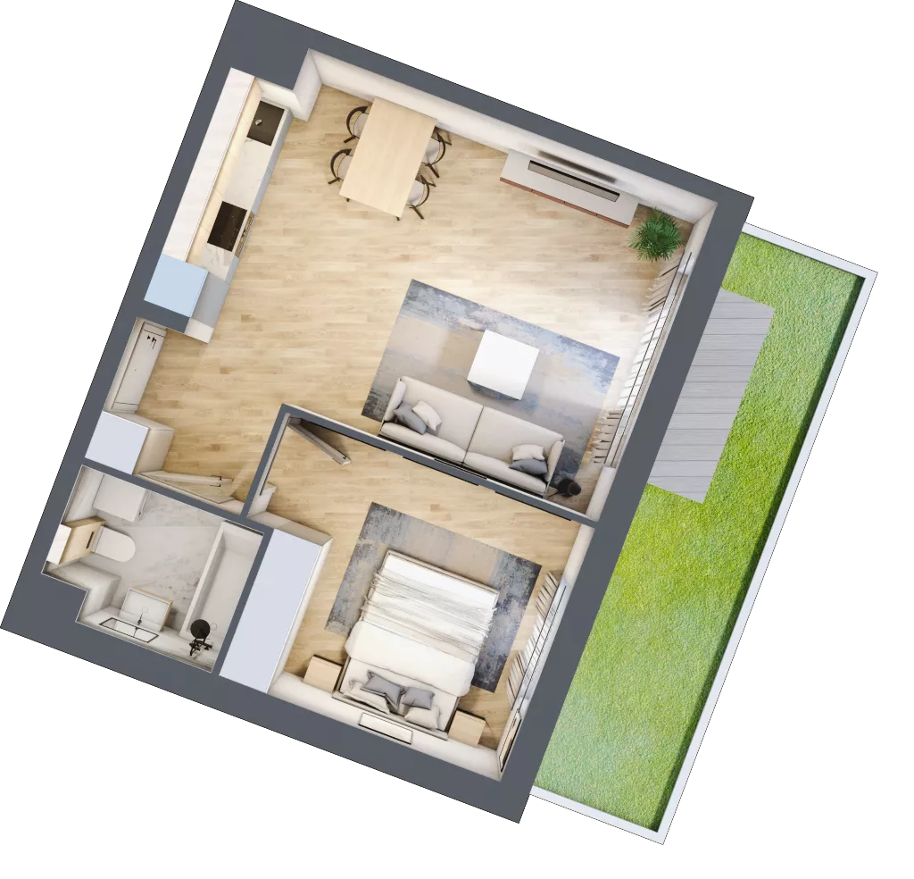 2 pokoje, mieszkanie 42,74 m², parter, oferta nr 106F/M063, Miasteczko Jutrzenki Dzielnica Hortensji, Warszawa, Włochy, ul. Jutrzenki 106F