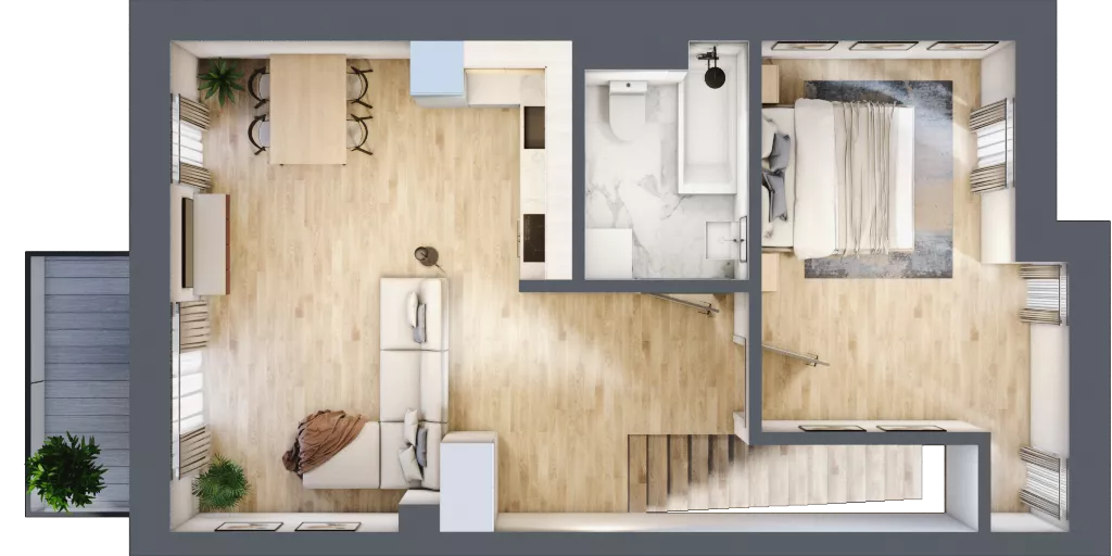 2 pokoje, mieszkanie 48,28 m², piętro 2, oferta nr P2 - 4B, Nowe Zagórze, Kielce, Zagórze, ul. Zagórska 288