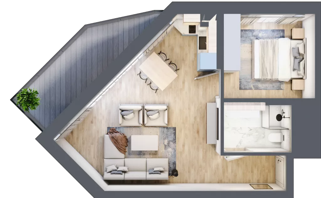 2 pokoje, apartament inwestycyjny 43,99 m², piętro 3, oferta nr 312, PINEA Pobierowo, Pobierowo, ul. Grunwaldzka 82a