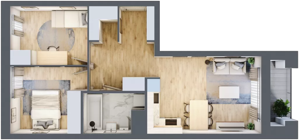 3 pokoje, mieszkanie 53,84 m², piętro 3, oferta nr C1/22, Classic Ursus, Warszawa, Ursus, Szamoty, ul. Dyrekcyjna