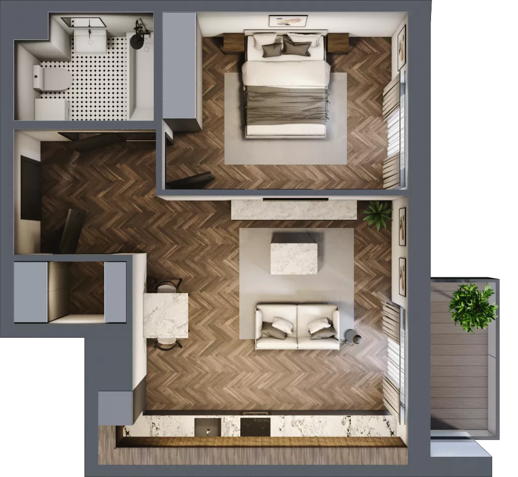 2 pokoje, mieszkanie 48,59 m², piętro 7, oferta nr A63, Karolewska 60, Łódź, Polesie, Karolew, ul. Karolewska 54/60