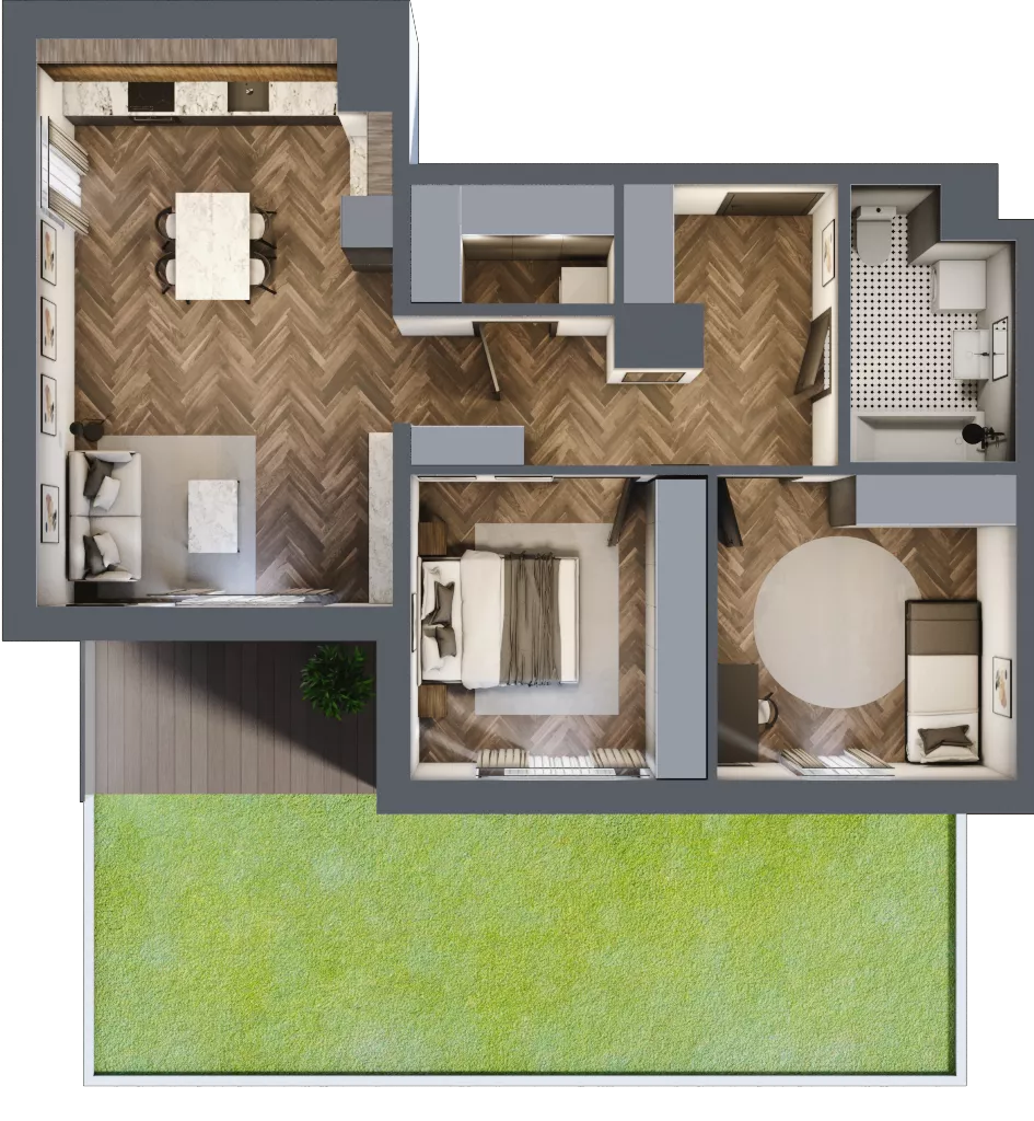 3 pokoje, mieszkanie 71,97 m², parter, oferta nr B1, Karolewska 60, Łódź, Polesie, Karolew, ul. Karolewska 54/60