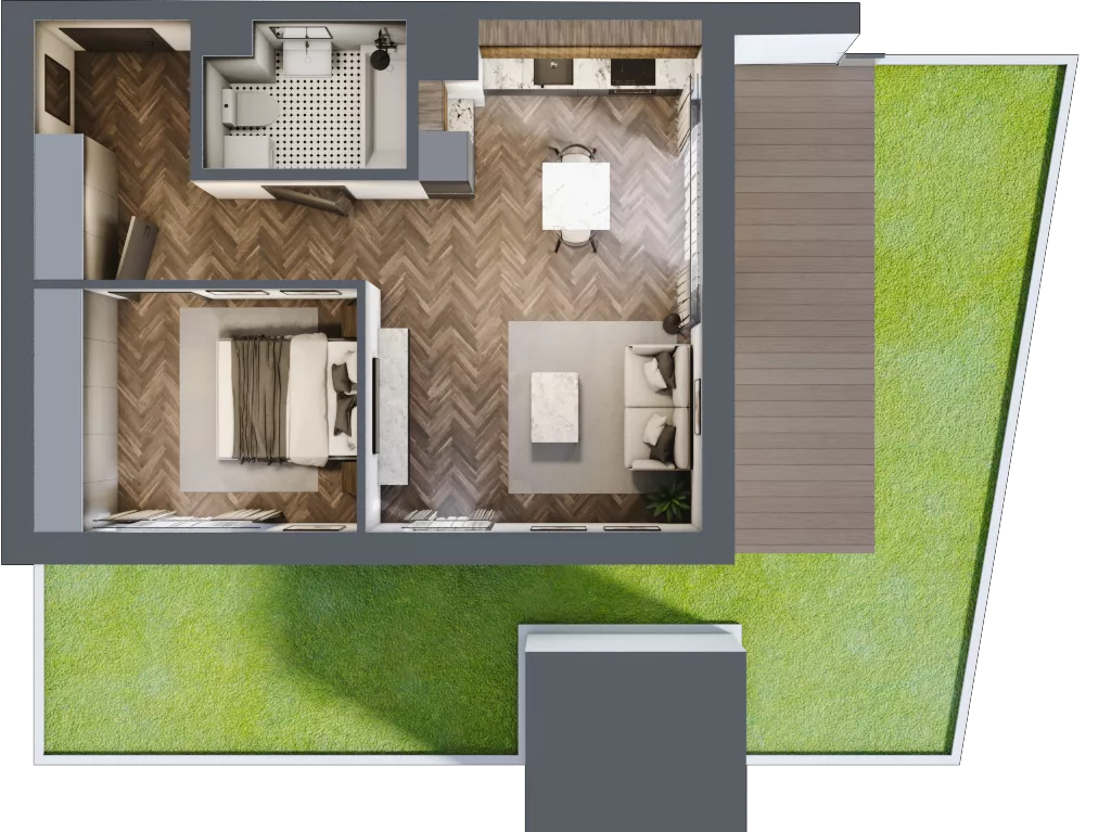 2 pokoje, mieszkanie 47,43 m², parter, oferta nr B4, Karolewska 60, Łódź, Polesie, Karolew, ul. Karolewska 54/60