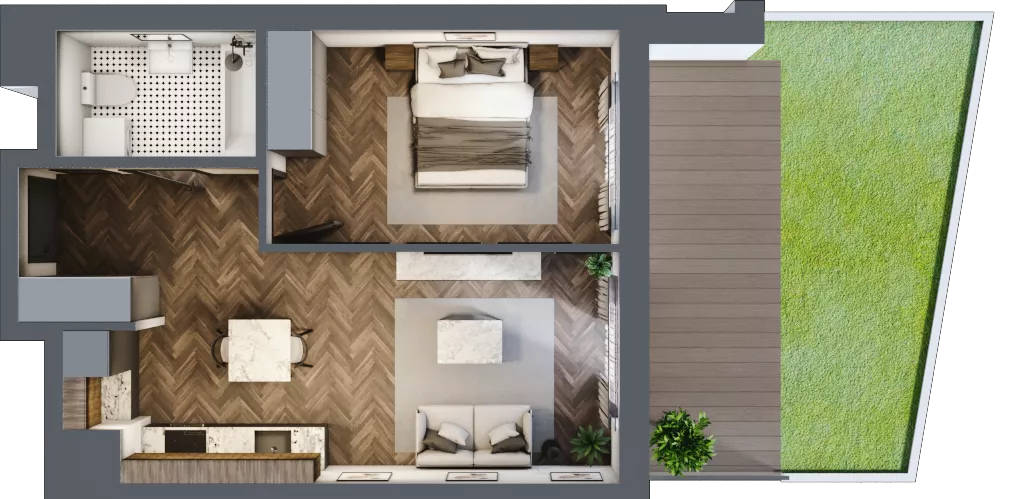 2 pokoje, mieszkanie 42,59 m², parter, oferta nr B6, Karolewska 60, Łódź, Polesie, Karolew, ul. Karolewska 54/60