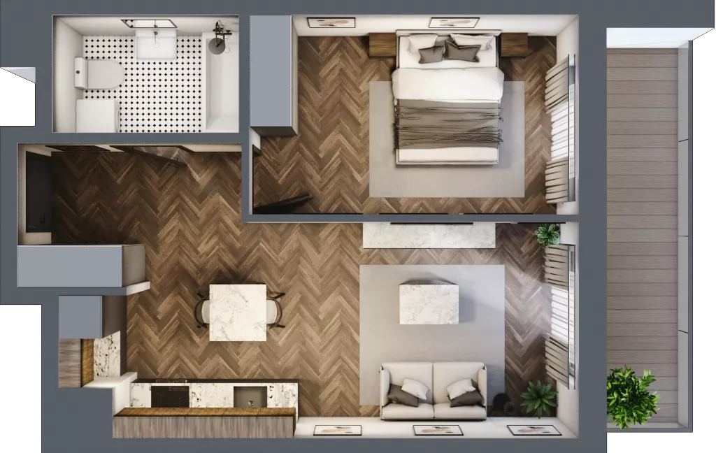 2 pokoje, mieszkanie 42,59 m², piętro 3, oferta nr B32, Karolewska 60, Łódź, Polesie, Karolew, ul. Karolewska 54/60