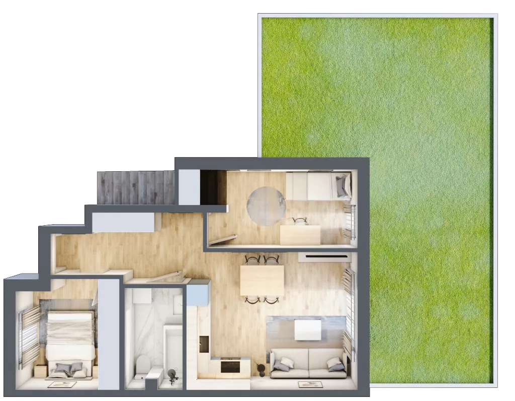 3 pokoje, mieszkanie 49,70 m², parter, oferta nr 57, Boska Ksawerowska, Łódź, Górna, ul. Pabianicka