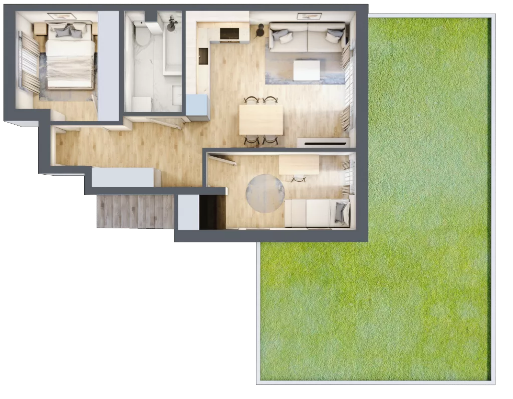 3 pokoje, mieszkanie 49,60 m², parter, oferta nr 59, Boska Ksawerowska, Łódź, Górna, ul. Pabianicka