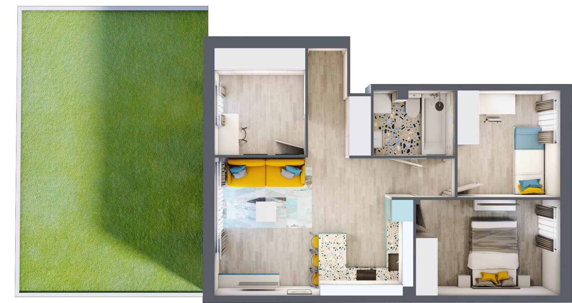4 pokoje, mieszkanie 59,85 m², parter, oferta nr 32A, Domy na Witosa - mieszkania, Radzymin, ul. Wincentego Witosa