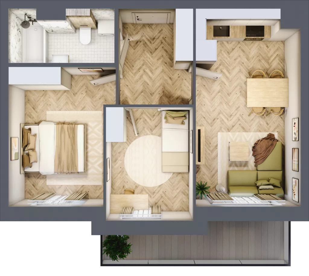 3 pokoje, mieszkanie 45,90 m², piętro 3, oferta nr F1/P3/10, Osiedle Jodłowa etap III, Oława, ul. Jodłowa 46