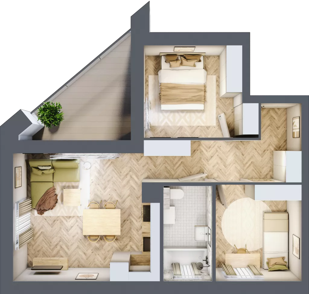 3 pokoje, mieszkanie 48,91 m², piętro 4, oferta nr F1/P4/3, Osiedle Jodłowa etap III, Oława, ul. Jodłowa 46