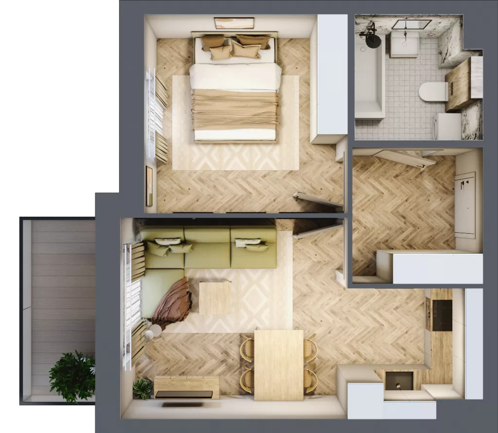 2 pokoje, mieszkanie 37,23 m², piętro 4, oferta nr F1/P4/7, Osiedle Jodłowa etap III, Oława, ul. Jodłowa 46