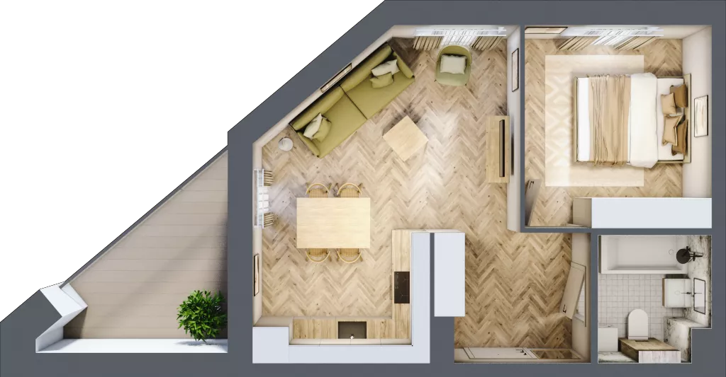 2 pokoje, mieszkanie 38,78 m², piętro 1, oferta nr F1/P1/4, Osiedle Jodłowa etap III, Oława, ul. Jodłowa 46