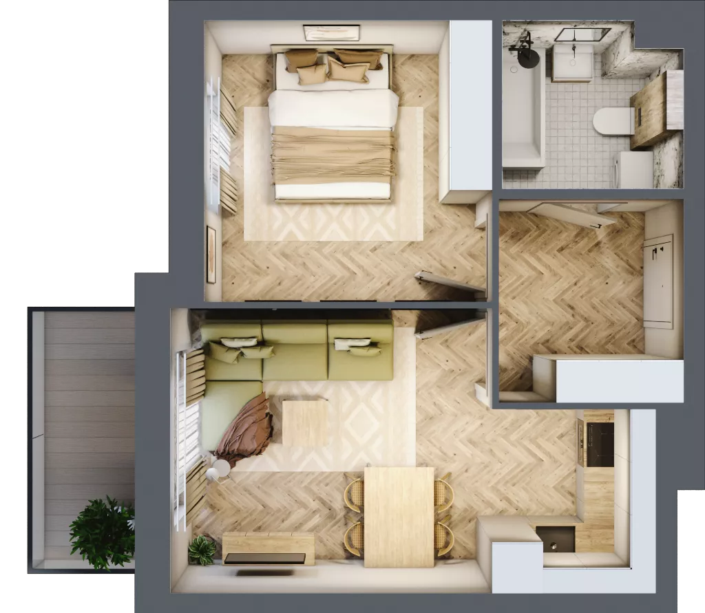 2 pokoje, mieszkanie 36,78 m², piętro 3, oferta nr F1/P3/6, Osiedle Jodłowa etap III, Oława, ul. Jodłowa 46