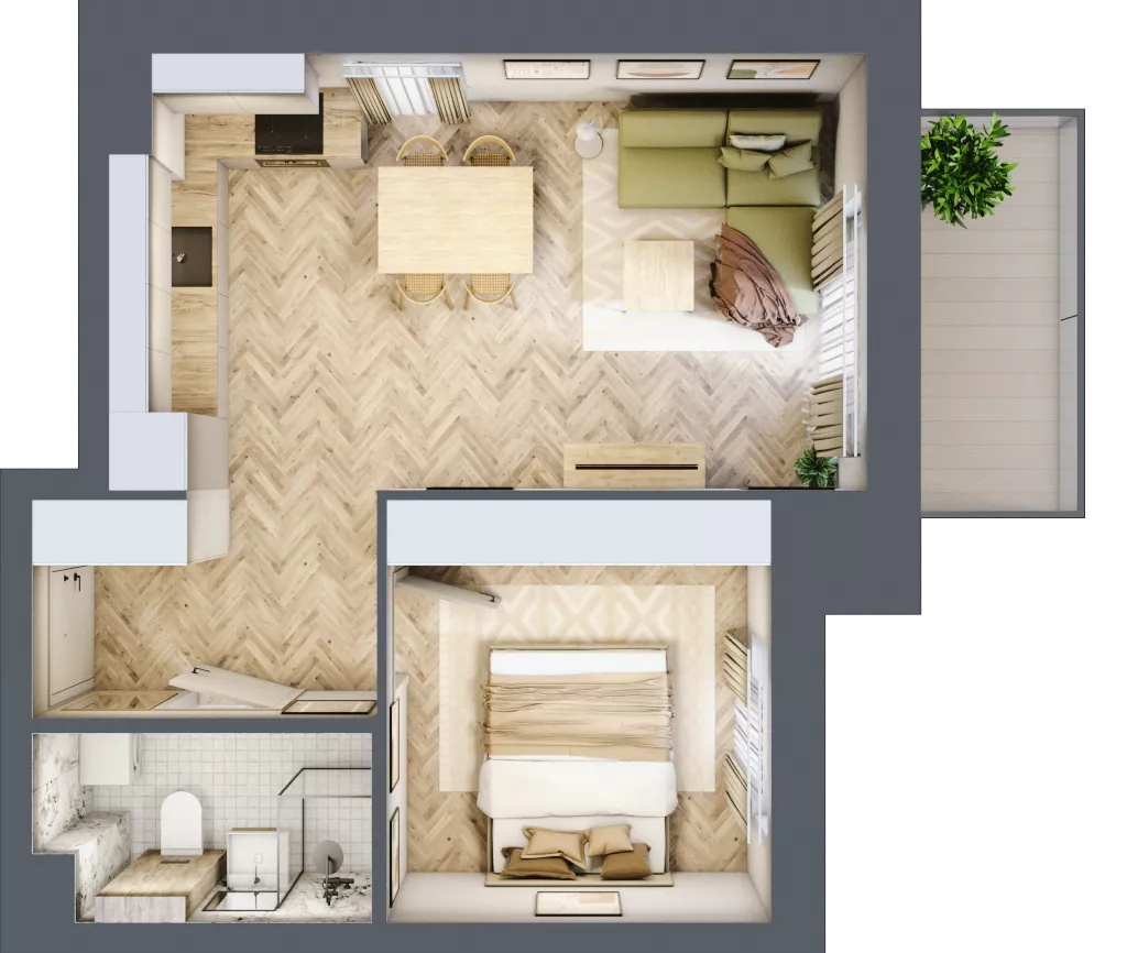 2 pokoje, mieszkanie 36,69 m², piętro 4, oferta nr F1/P4/9, Osiedle Jodłowa etap III, Oława, ul. Jodłowa 46