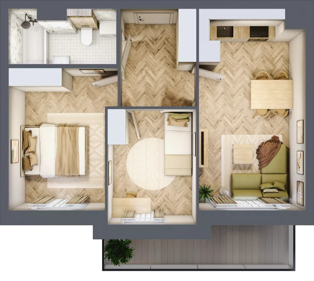 3 pokoje, mieszkanie 45,90 m², piętro 2, oferta nr F1/P2/10, Osiedle Jodłowa etap III, Oława, ul. Jodłowa 46