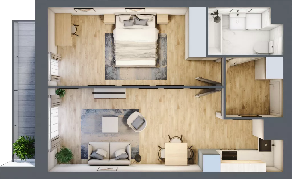 2 pokoje, mieszkanie 43,34 m², piętro 1, oferta nr 3, Biernackiego 17, Lublin, Śródmieście, ul. Biernackiego