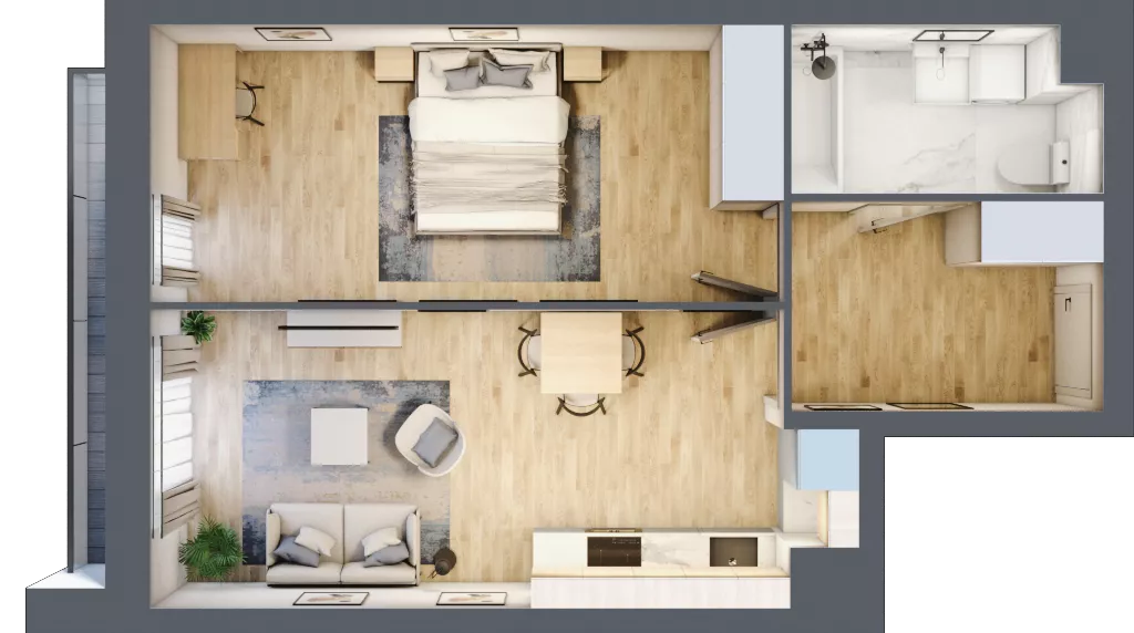 2 pokoje, mieszkanie 45,38 m², piętro 2, oferta nr 11, Biernackiego 17, Lublin, Śródmieście, ul. Biernackiego