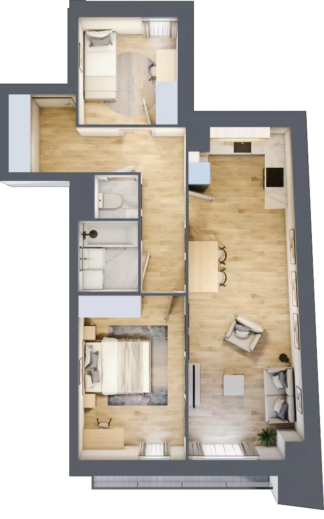 3 pokoje, mieszkanie 65,02 m², piętro 2, oferta nr 12, Biernackiego 17, Lublin, Śródmieście, ul. Biernackiego