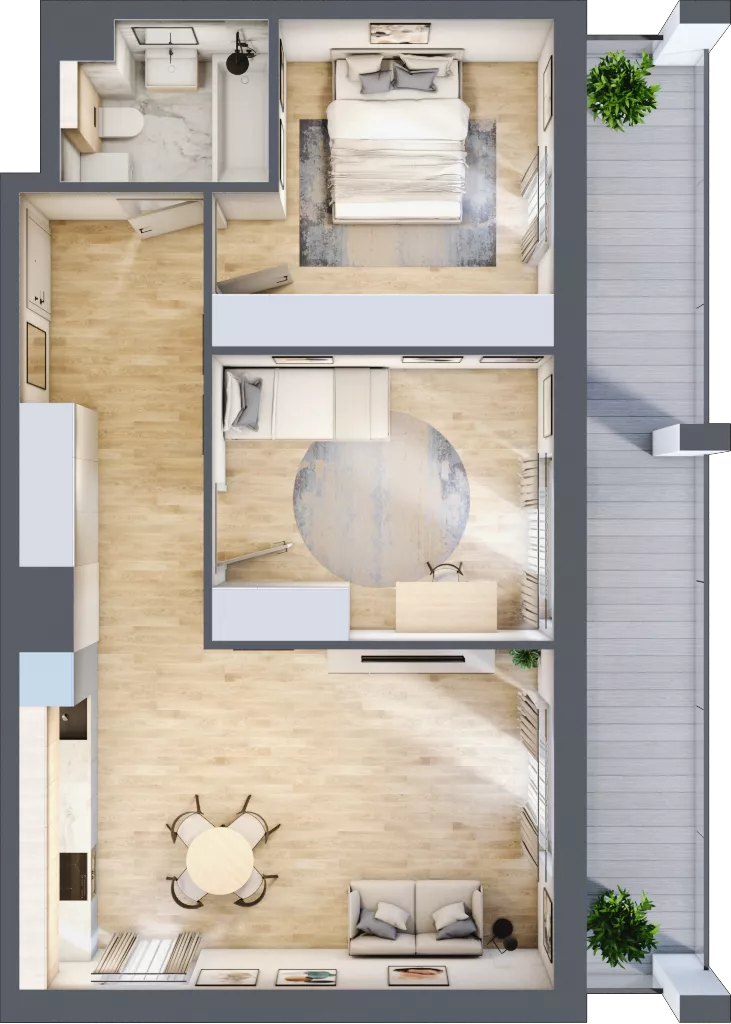 3 pokoje, mieszkanie 61,42 m², piętro 2, oferta nr 13, Osiedle Panorama, Lublin, Kośminek, Majdanek, ul. Garbarska 18A/18B 