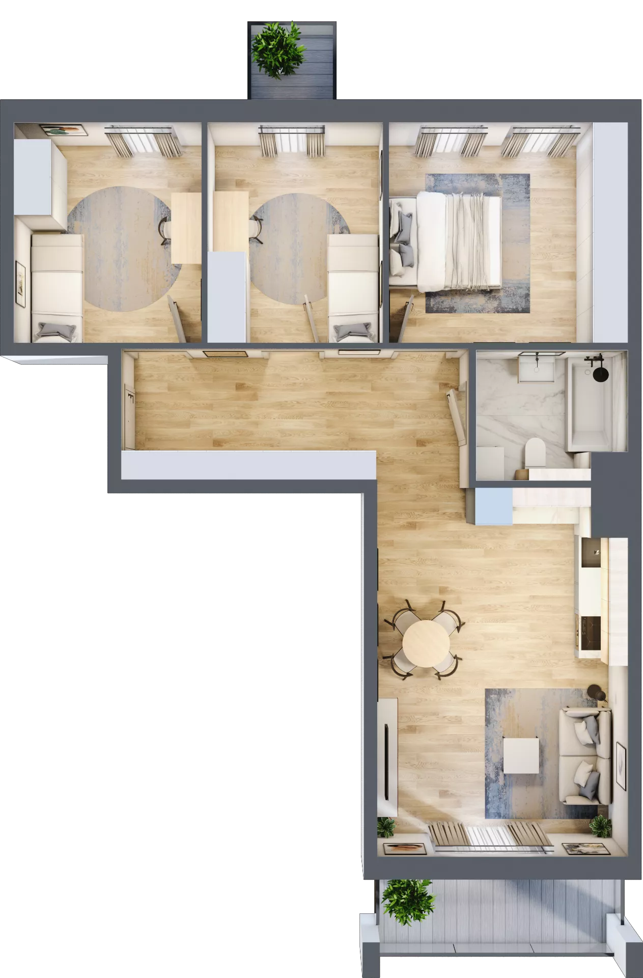 4 pokoje, mieszkanie 77,79 m², piętro 2, oferta nr 69, Osiedle Panorama, Lublin, Kośminek, Majdanek, ul. Garbarska 18A/18B 