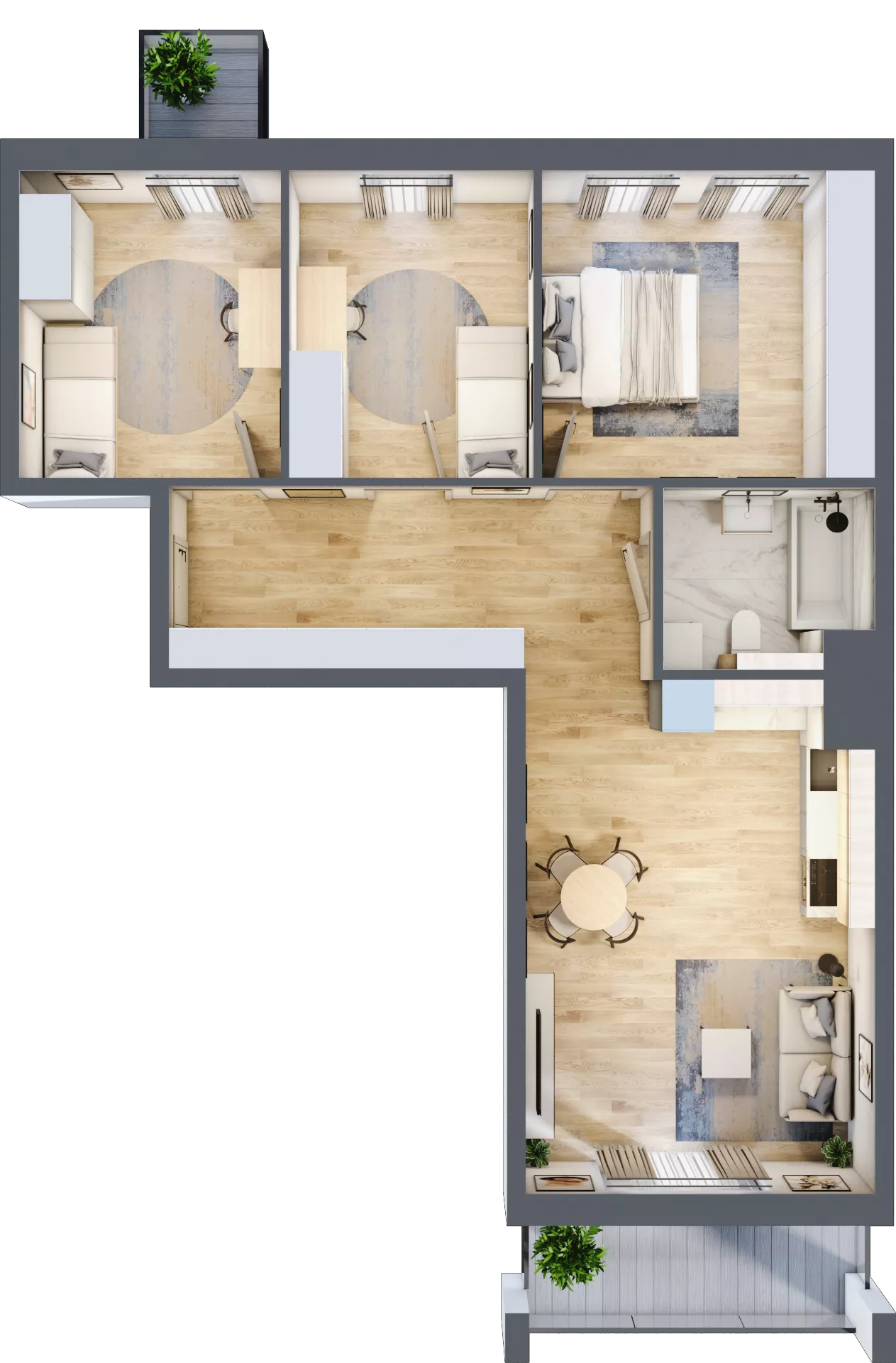 4 pokoje, mieszkanie 77,84 m², piętro 1, oferta nr 65, Osiedle Panorama, Lublin, Kośminek, Majdanek, ul. Garbarska 18A/18B 