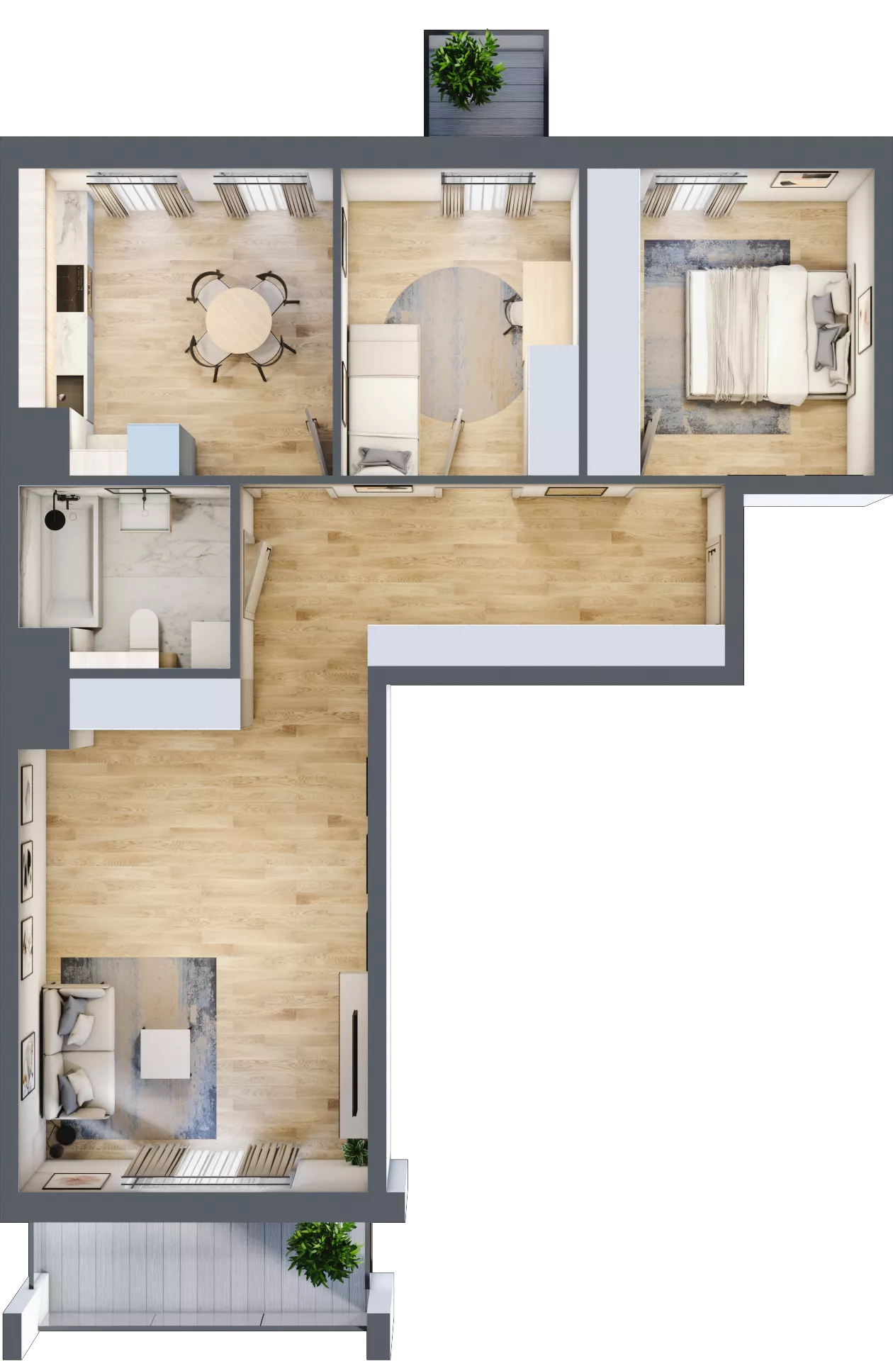 4 pokoje, mieszkanie 77,61 m², piętro 6, oferta nr 61, Osiedle Panorama, Lublin, Kośminek, Majdanek, ul. Garbarska 18A/18B 