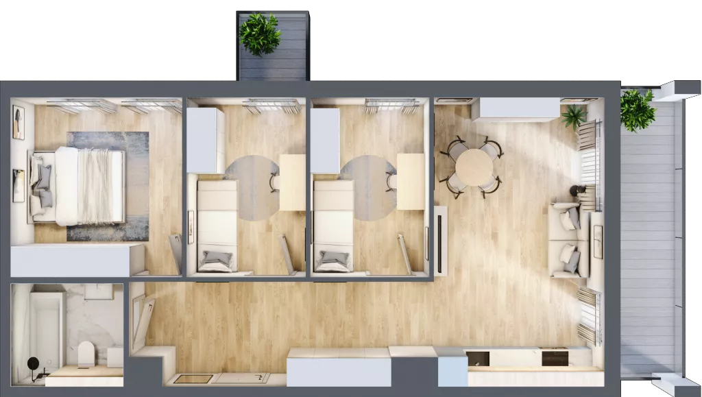 4 pokoje, mieszkanie 68,21 m², piętro 4, oferta nr 20, Osiedle Panorama, Lublin, Kośminek, Majdanek, ul. Garbarska 18A/18B 