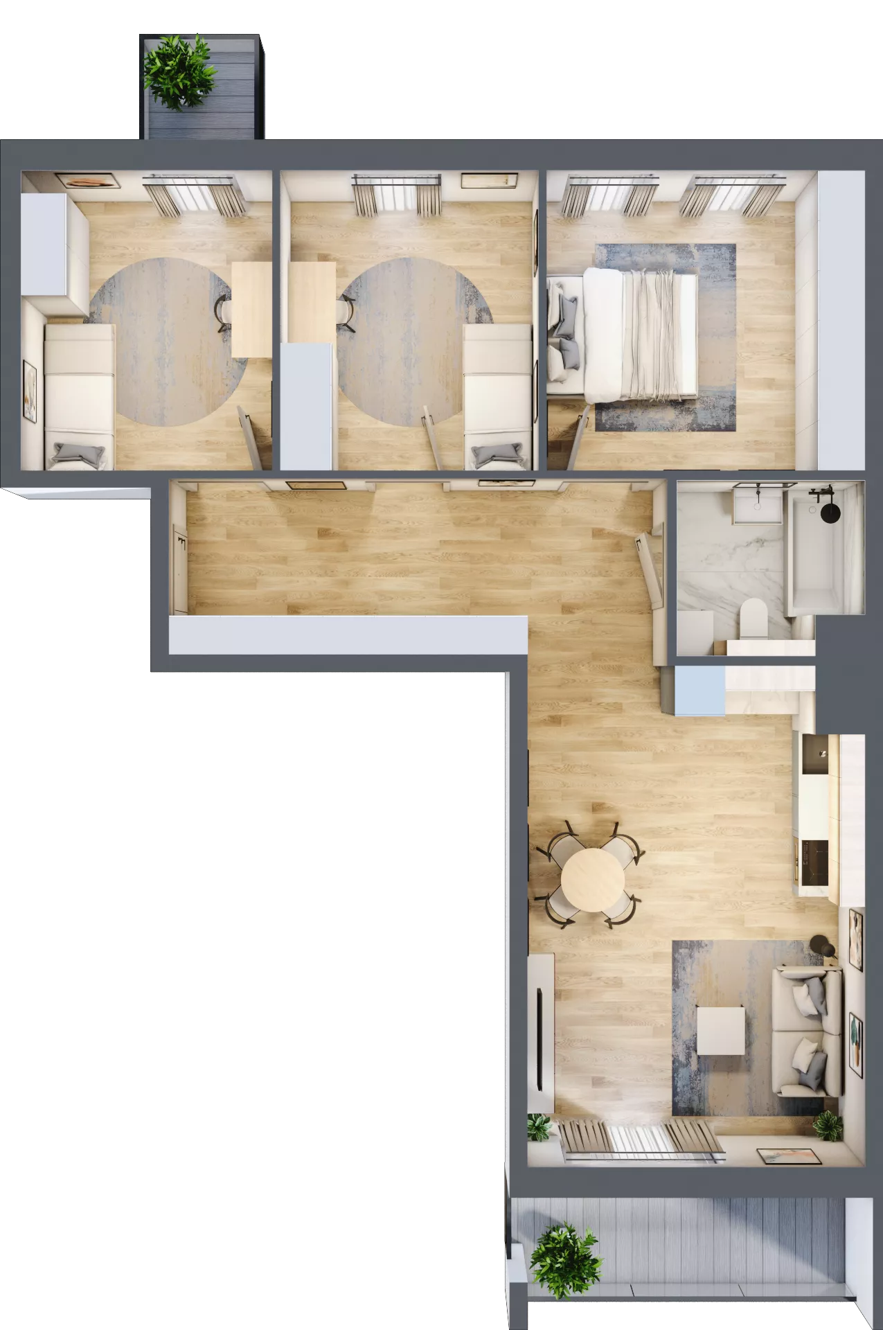 4 pokoje, mieszkanie 78,59 m², piętro 6, oferta nr 58, Osiedle Panorama, Lublin, Kośminek, Majdanek, ul. Garbarska 18A/18B 