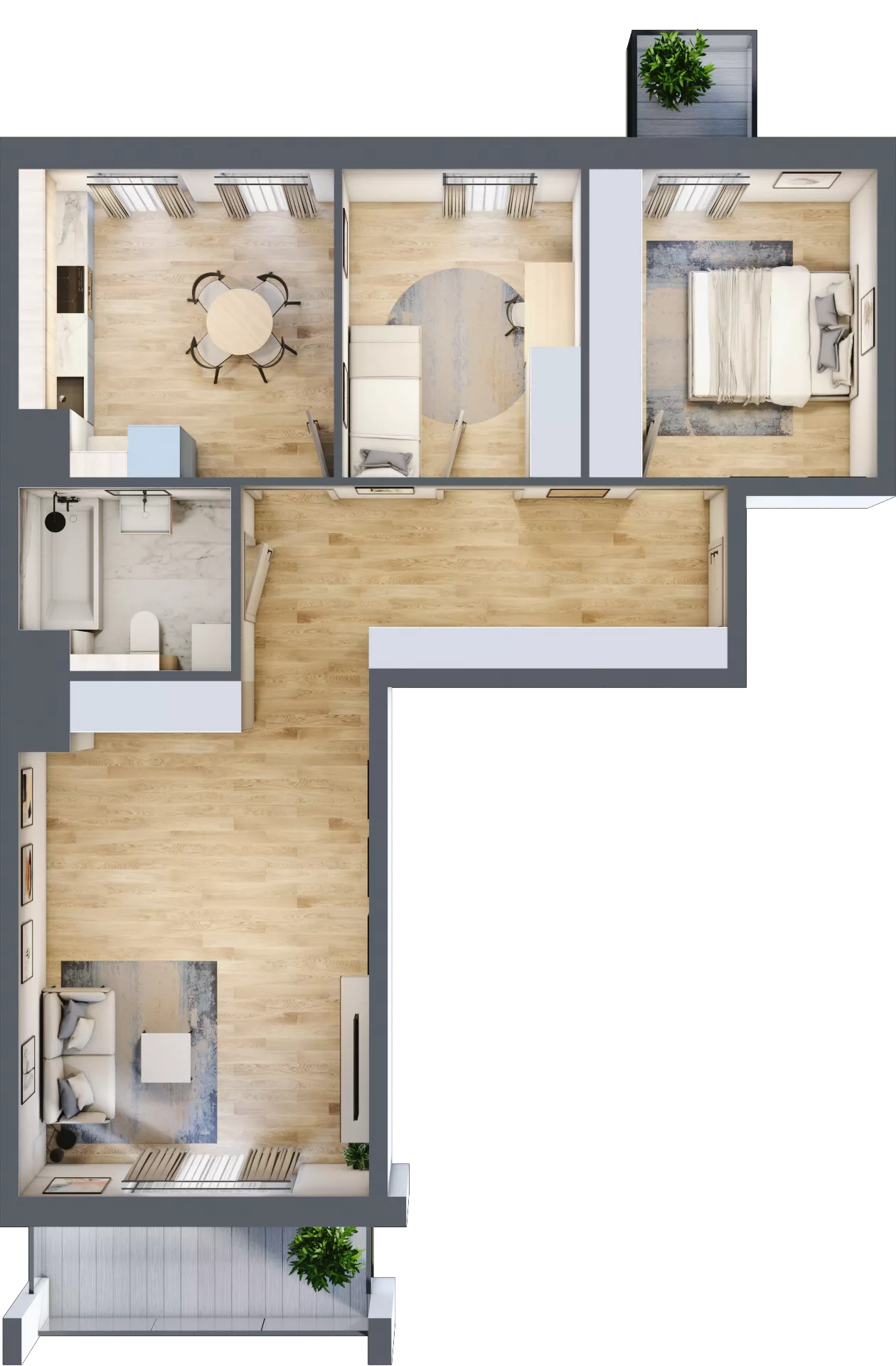 4 pokoje, mieszkanie 77,46 m², piętro 3, oferta nr 49, Osiedle Panorama, Lublin, Kośminek, Majdanek, ul. Garbarska 18A/18B 