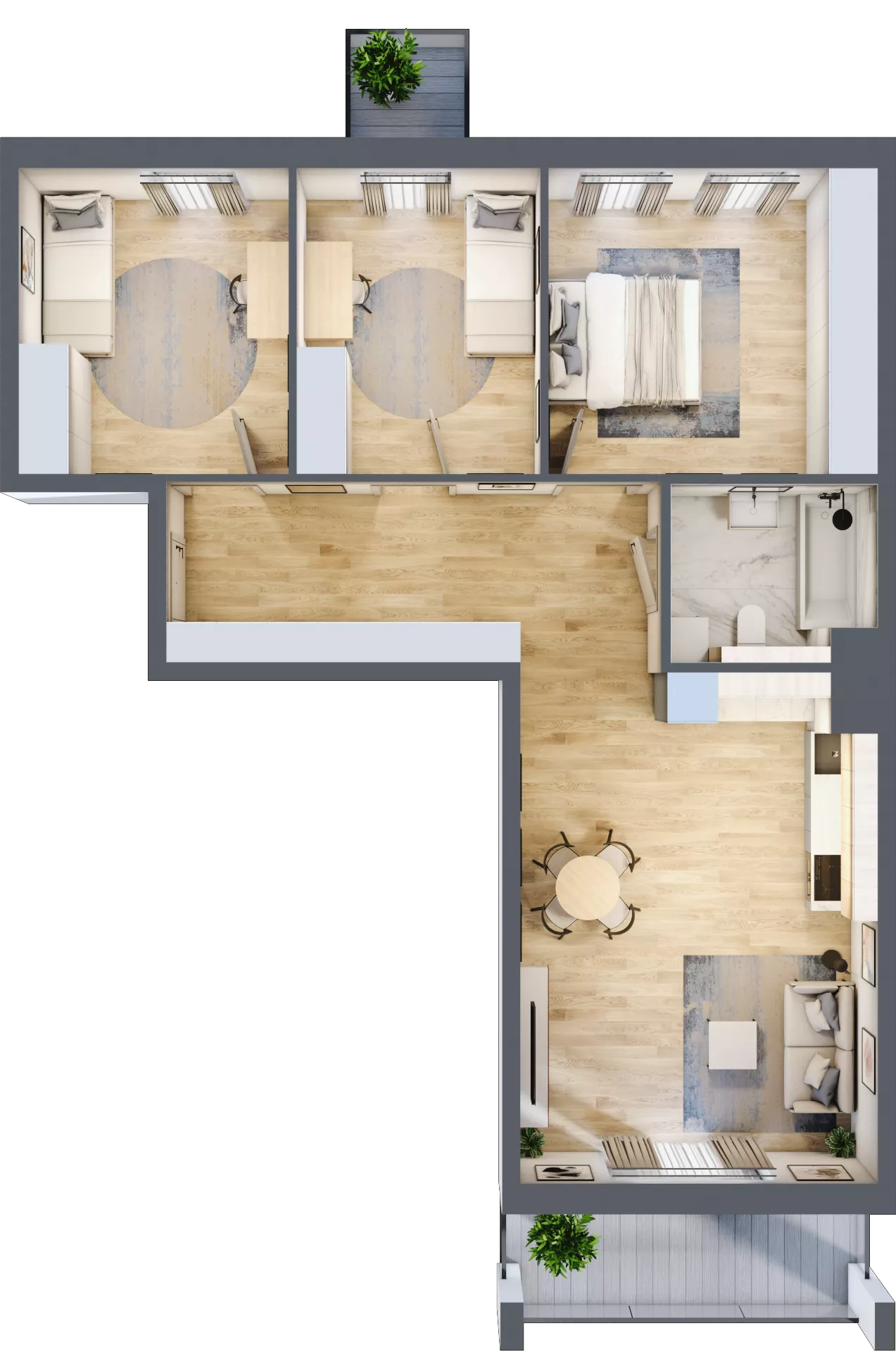 4 pokoje, mieszkanie 79,60 m², piętro 2, oferta nr 113, Osiedle Panorama, Lublin, Kośminek, Majdanek, ul. Garbarska 18A/18B 