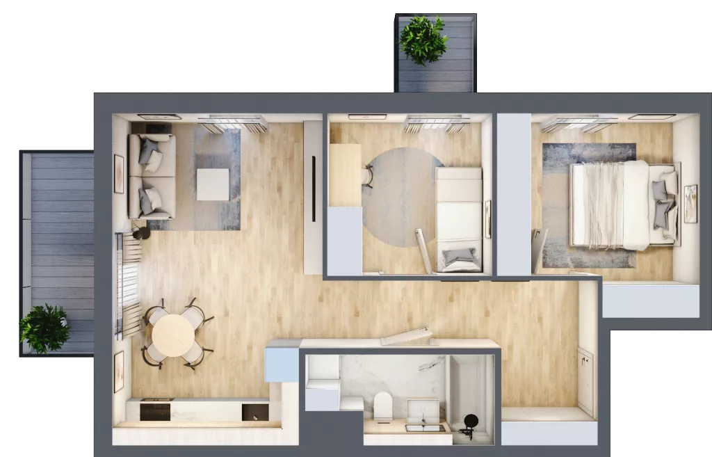 3 pokoje, mieszkanie 54,79 m², parter, oferta nr 107, Osiedle Panorama, Lublin, Kośminek, Majdanek, ul. Garbarska 18A/18B 