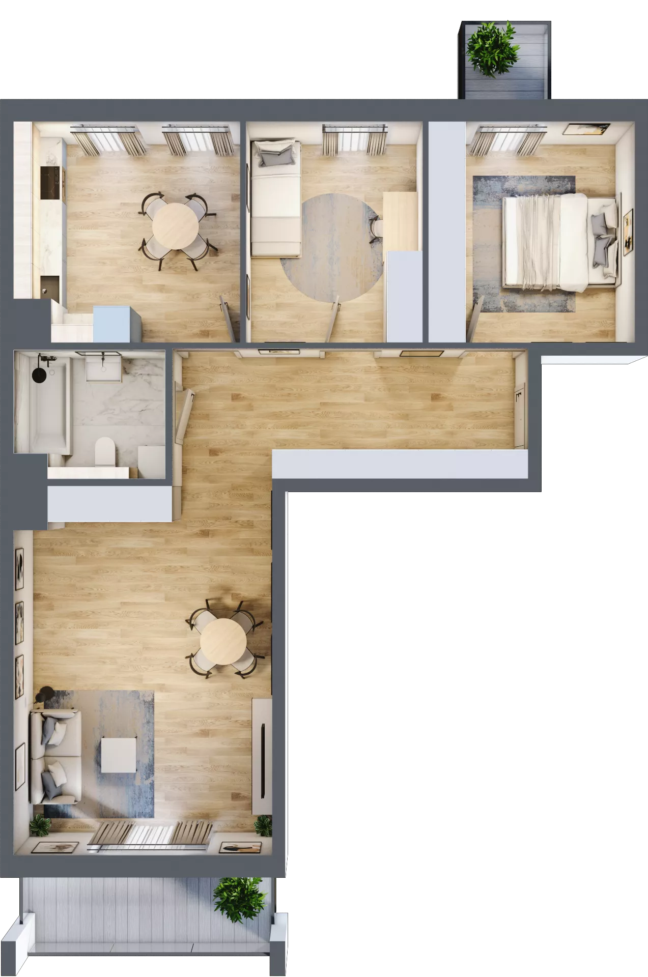4 pokoje, mieszkanie 79,18 m², piętro 1, oferta nr 93, Osiedle Panorama, Lublin, Kośminek, Majdanek, ul. Garbarska 18A/18B 