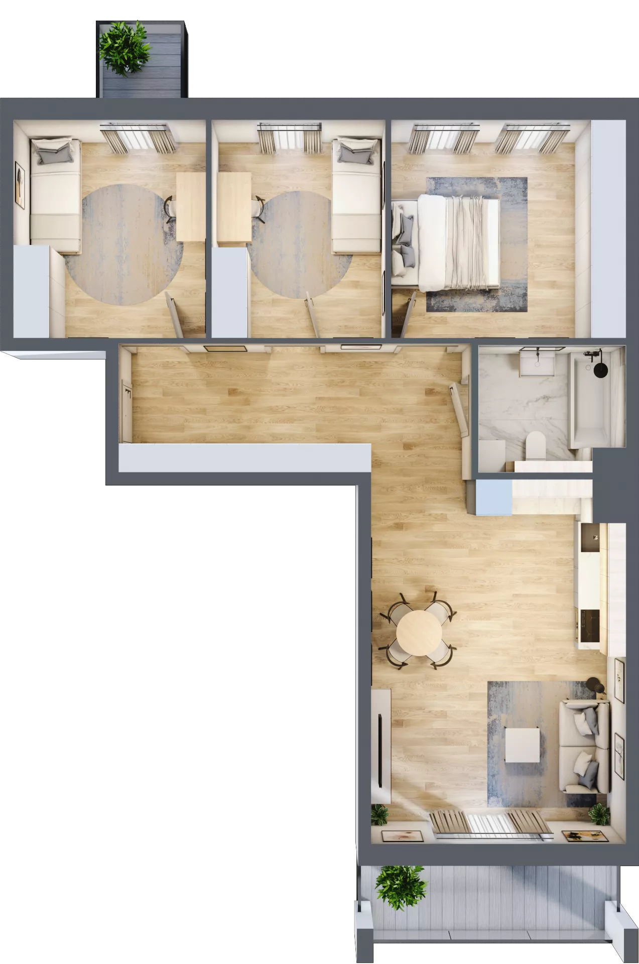 4 pokoje, mieszkanie 79,62 m², piętro 3, oferta nr 117, Osiedle Panorama, Lublin, Kośminek, Majdanek, ul. Garbarska 18A/18B 