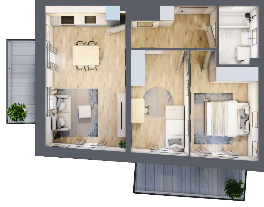 3 pokoje, mieszkanie 53,28 m², piętro 1, oferta nr LM.24, Osiedle Centrum Park, Legnica, ul. Mickiewicza 44/45