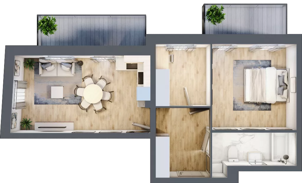 3 pokoje, mieszkanie 53,08 m², piętro 2, oferta nr LM.14, Osiedle Centrum Park, Legnica, ul. Mickiewicza 44/45