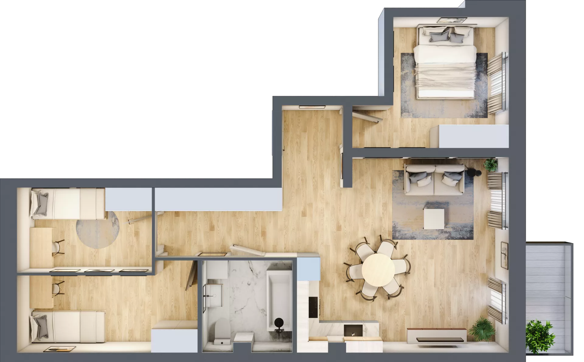 4 pokoje, mieszkanie 66,24 m², piętro 3, oferta nr LM.15, Osiedle Centrum Park, Legnica, ul. Mickiewicza 44/45