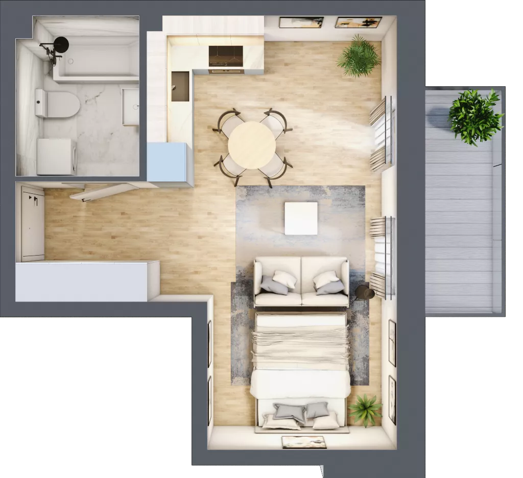 2 pokoje, mieszkanie 31,32 m², piętro 2, oferta nr LM.51, Osiedle Centrum Park, Legnica, ul. Mickiewicza 44/45