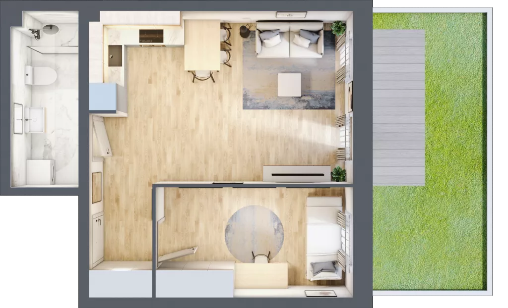 2 pokoje, mieszkanie 42,05 m², parter, oferta nr LM.33, Osiedle Centrum Park, Legnica, ul. Mickiewicza 44/45