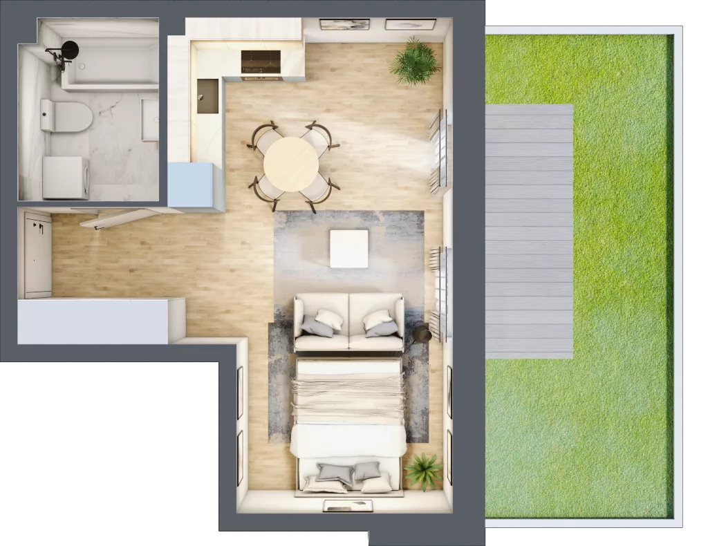 1 pokój, mieszkanie 31,26 m², parter, oferta nr LM.34, Osiedle Centrum Park, Legnica, ul. Mickiewicza 44/45
