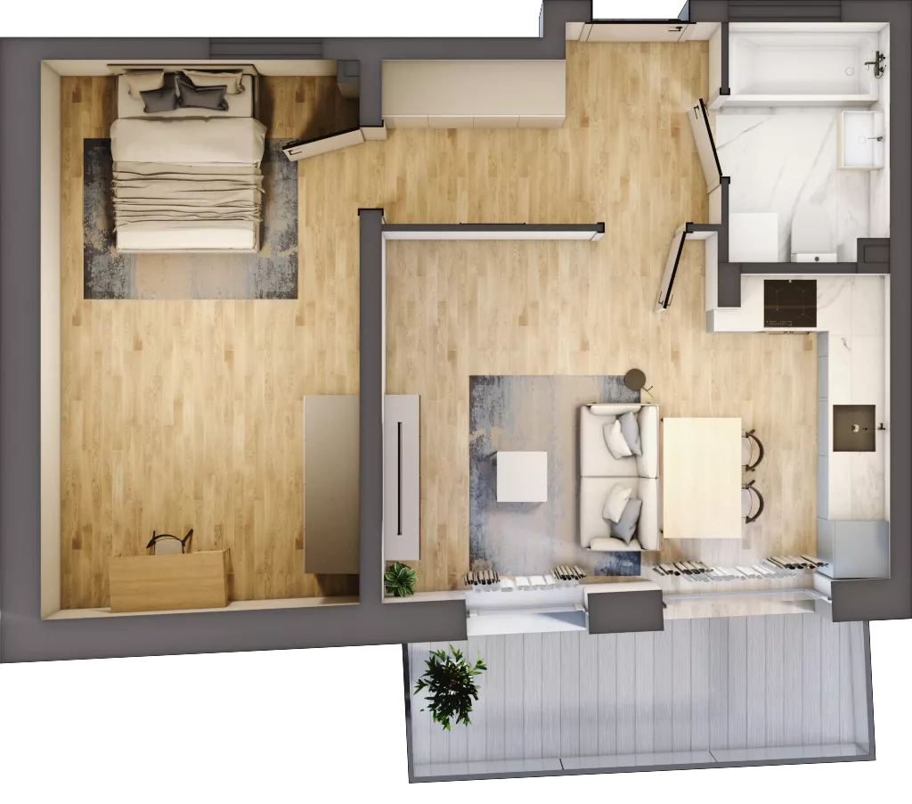 2 pokoje, mieszkanie 42,86 m², piętro 3, oferta nr LM.53, Osiedle Centrum Park, Legnica, ul. Mickiewicza 44/45
