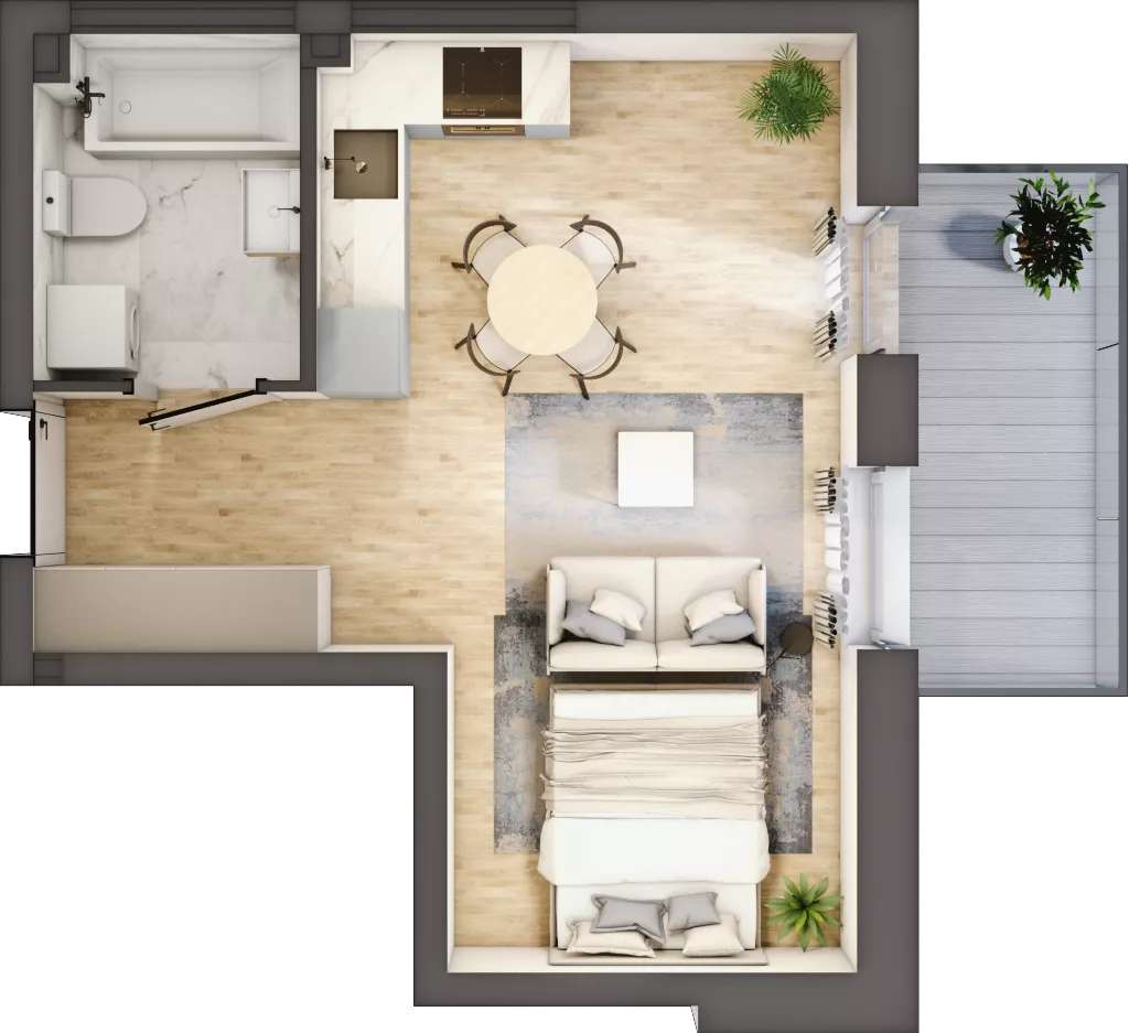 1 pokój, mieszkanie 31,48 m², piętro 3, oferta nr LM.58, Osiedle Centrum Park, Legnica, ul. Mickiewicza 44/45