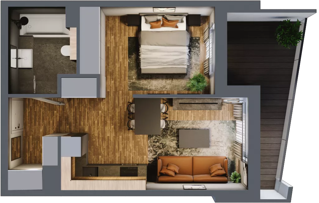 1 pokój, mieszkanie 36,24 m², piętro 1, oferta nr M 14A, Stary Dworzec, Kartuzy, ul. Dworcowa