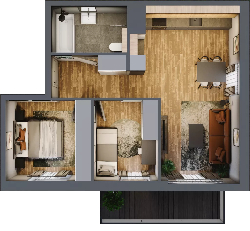 3 pokoje, mieszkanie 50,31 m², piętro 3, oferta nr M 39A, Stary Dworzec, Kartuzy, ul. Dworcowa